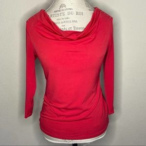 Carmen Red Cowl Neck Blouse Gold Detail Sz Small